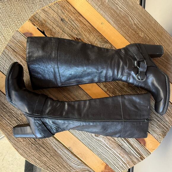 Womens Born black leather knee high boots - round toe  - W32003 - size 9.5 - Picture 3 of 10